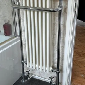 Victorian Style Chrome and White Towel Radiator – Items for sale