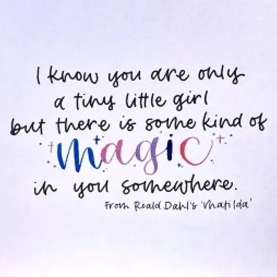 Hand lettered keepsake quote card for a little girl in purple ink