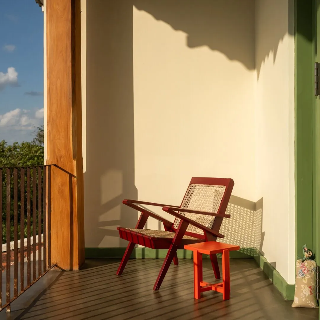 A chair on the private balcony of the 360 View Suite at Peacock Hill Sigiriya