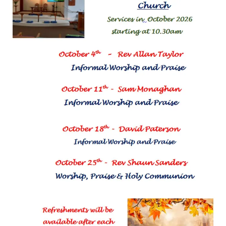 Sunday Services Oct 2026