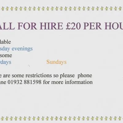 Hire of Hall
