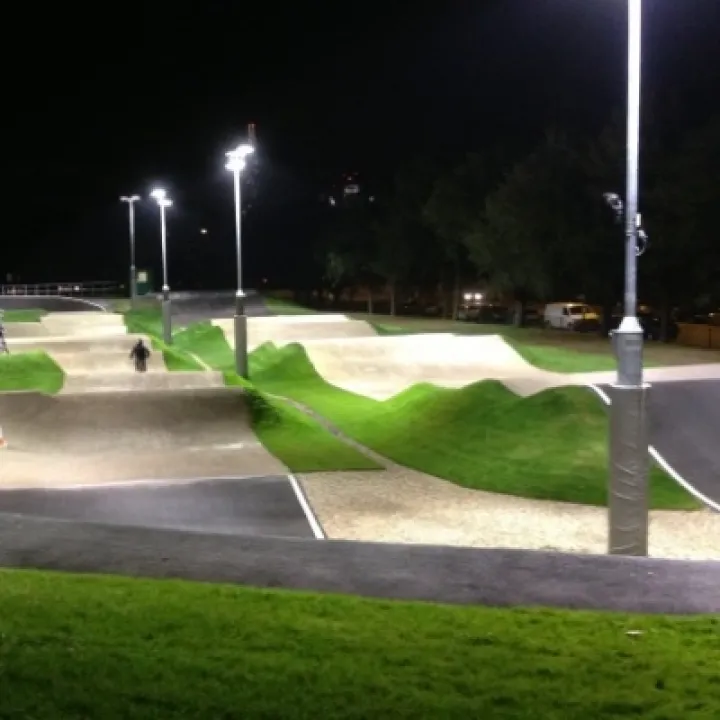 Burgess Park National BMX Track viewed at night