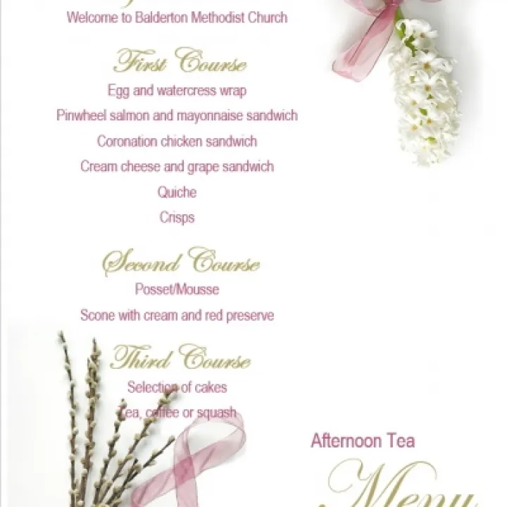 Afternoon tea menu