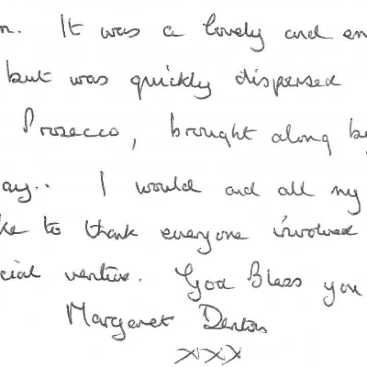 Thank you letter from Margaret &ndash; Sept 2020