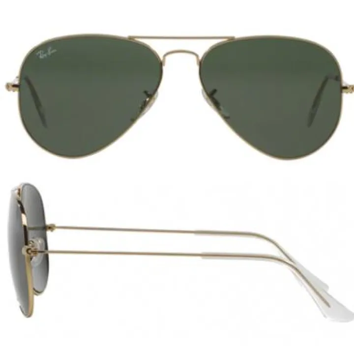 Ray-Ban Aviator In Gold With Classic Crystal Green Lenses RB3025 L0205