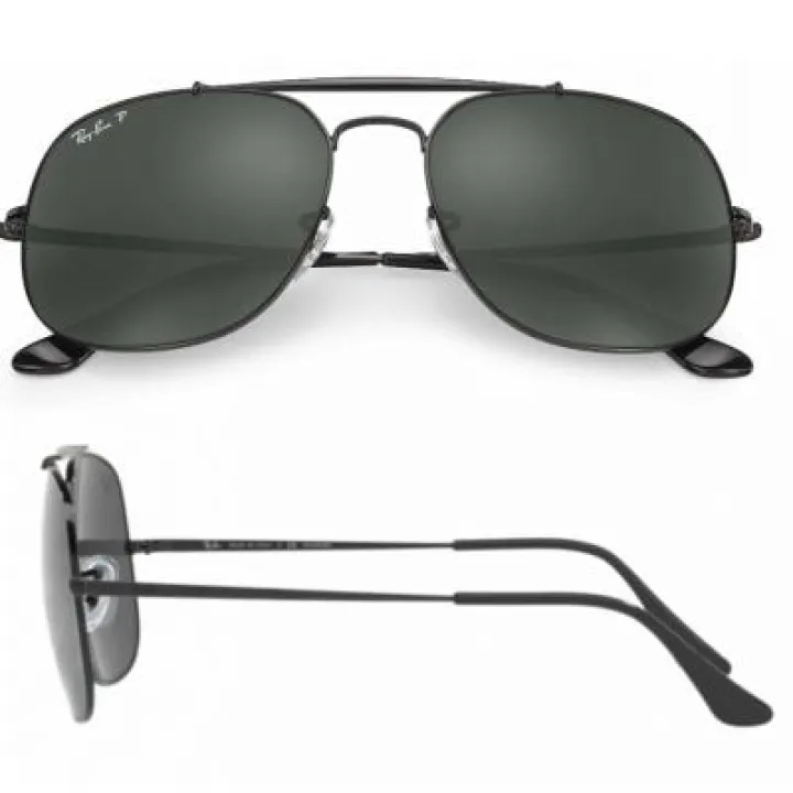 rb3561_002_58_shot2 Ray-Ban 'The General' Black with Green Polarised Lenses