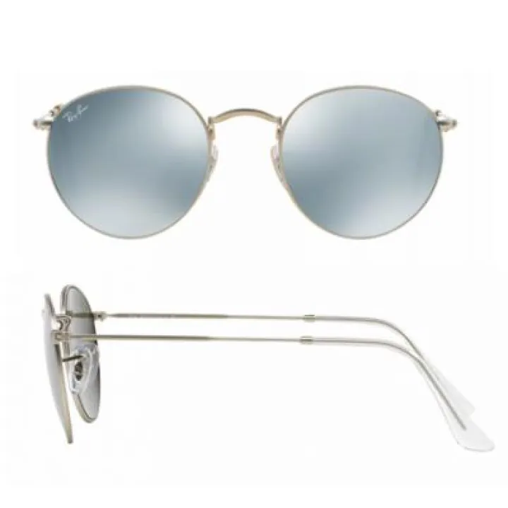 rb3447_019-30_shot2 Ray-Ban Round Matte Silver with Green Mirror Lenses