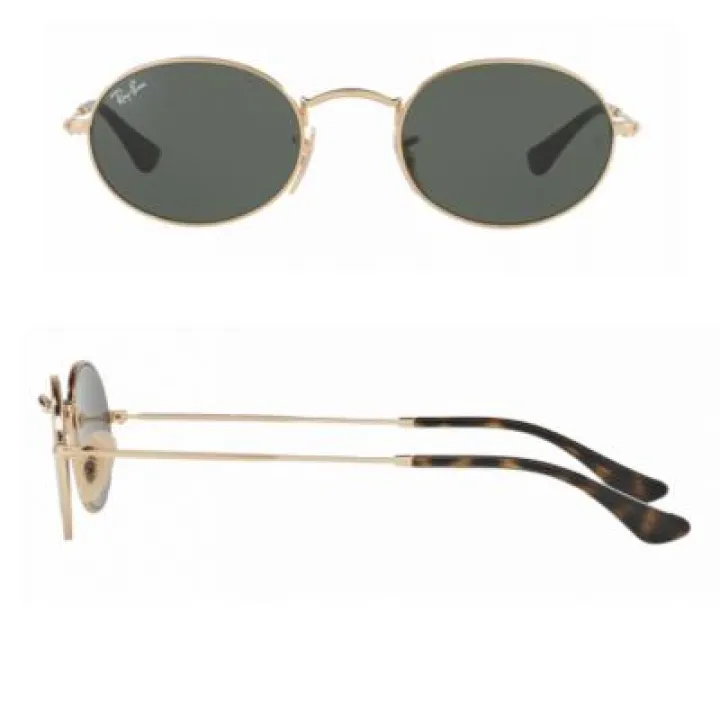 Ray-Ban Oval Flat Gold with Green Crystal Lenses