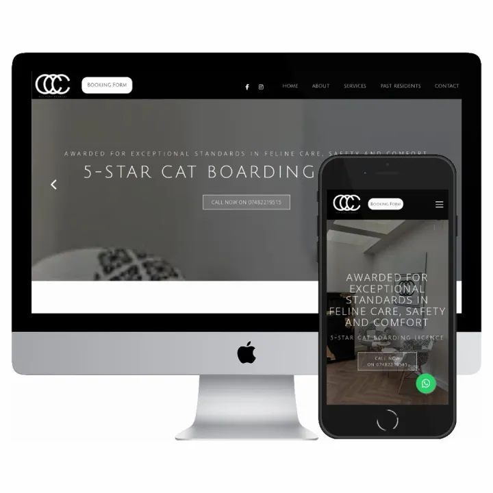 Desktop and mobile screenshots of the The Cat Care Company website