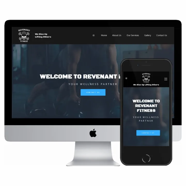 Desktop and mobile screenshots of the Revenant Fitness website
