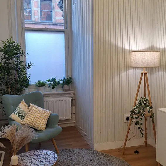 Manchester city centre therapy room with armchairs