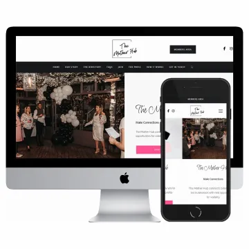 Desktop and mobile screenshots of the The Mother Hub website