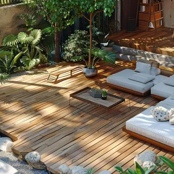 Design ideas for an outdoor hardwood floor deck