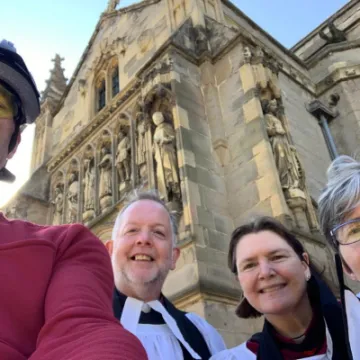 25 May – Revd John Kime is greeted by The Dean and colleagues at Leicester Cathedral