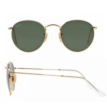 rb3447_001_shot2 Ray-Ban Round Metal Gold with Green Crystal Lenses