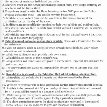 Horticultural Show Rules