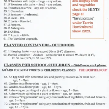 horticultural Show – Schedule Page 3