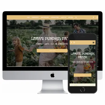 Desktop and mobile screenshots of the Libbys Pumpkin Patch website