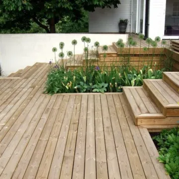 Decking with built-in planters
