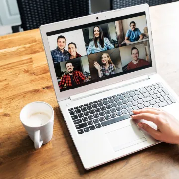 Celebrities on a computer video conference call