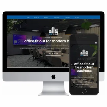 Desktop and mobile screenshots of the McrFit-Out website