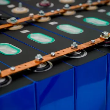 An array of solar-power battery storage units