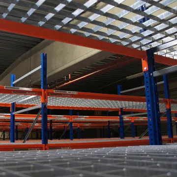 Newly painted warehouse shelving