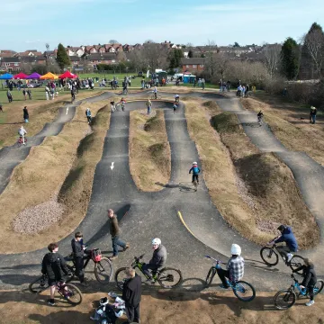 Drone view of Dordon pump track Warwickshire