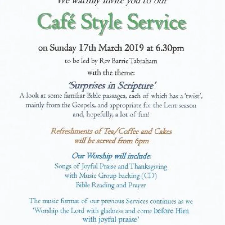 Cafe Style Evening Service &ndash; March 2019