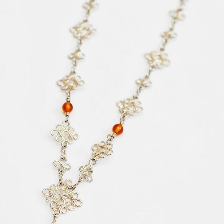 Sterling Silver and Amber 'Trebol' Necklace