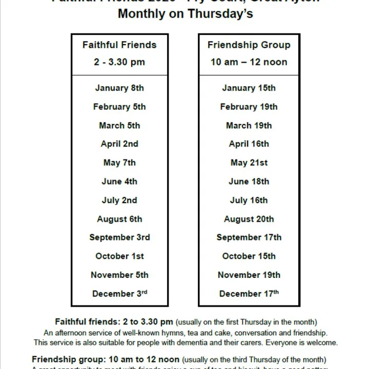 Faithful Friends 2026 Dates