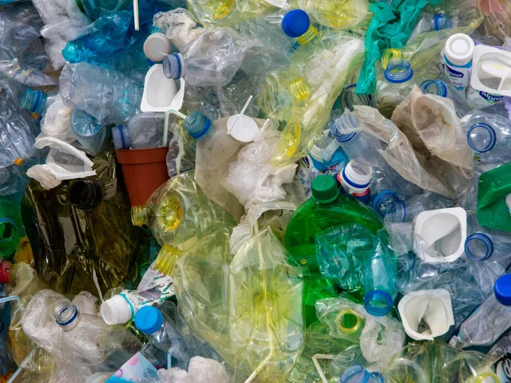 Pile of assorted plastic waste highlighting