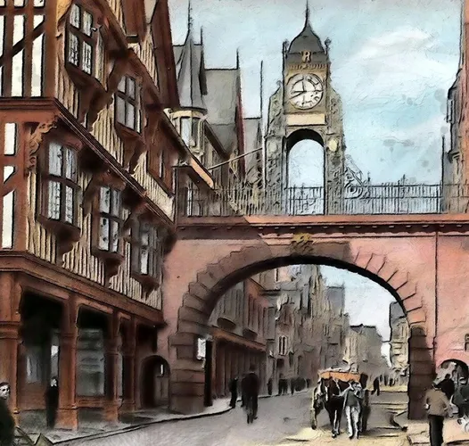 Eastgate street chester, vintage, uk, street