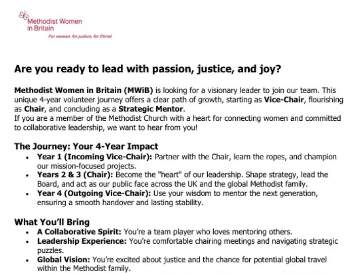 Mwib Advert For Chair Volunteer June 2026