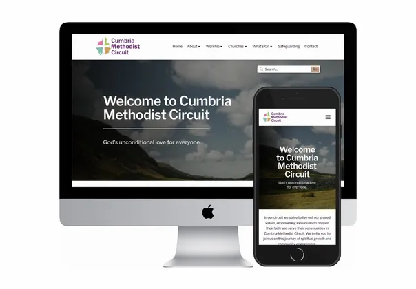 Desktop and mobile screenshots of the Cumbria Methodist Circuit website
