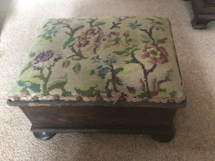 Items for sale &ndash; Edwardian footstool with floral tapestry. &pound; 5