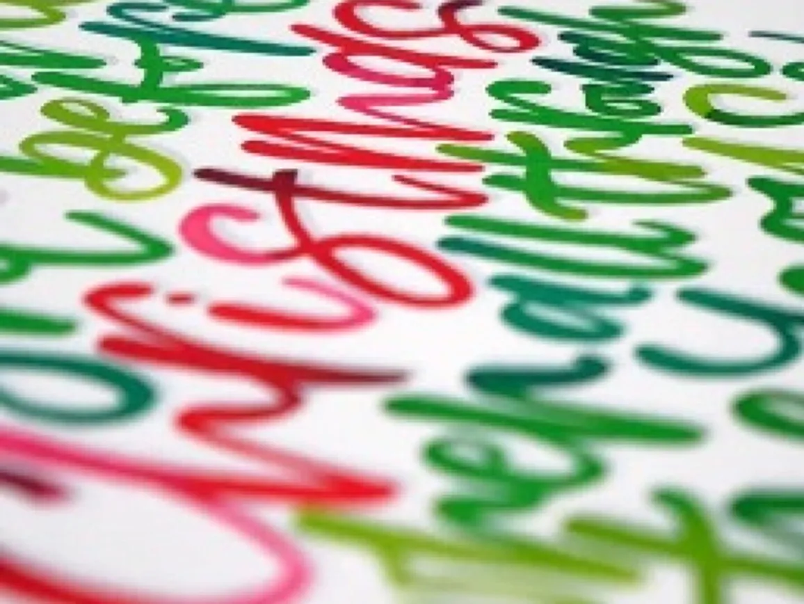 Congratulations hand lettered in green and red brush pen