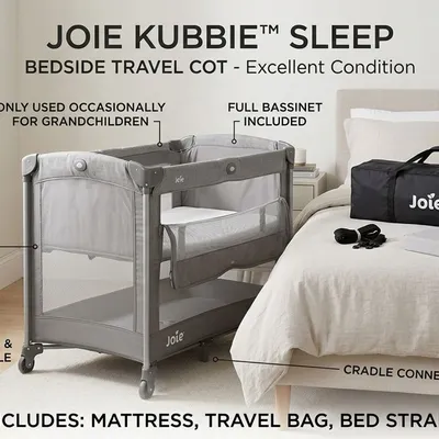 Items for sale
– Joie Kubbie™ Sleep Bedside Travel Cot £30