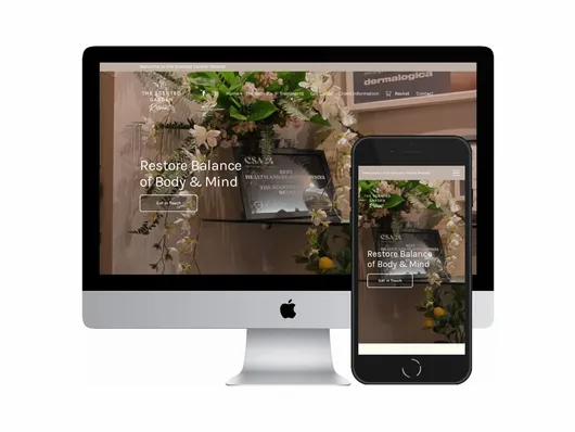 Desktop and mobile screenshots of the Scented Garden Retreat website