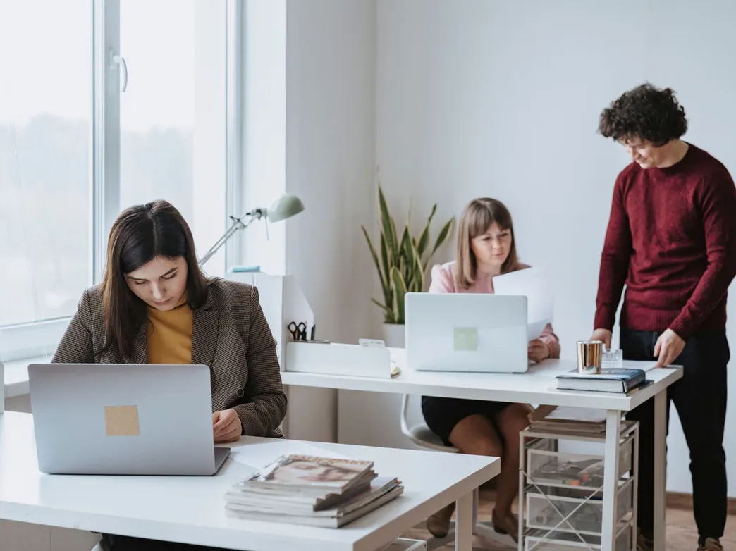 Colleagues working in a bright modern office