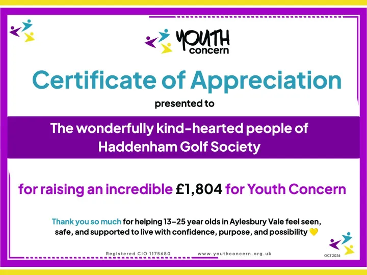 Golf Society Fundraising Cert