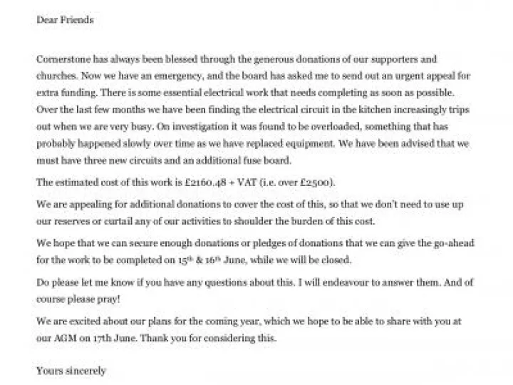 Urgent Appeal 2019