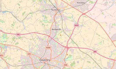 Map showing the location of Coventry & Nuneaton