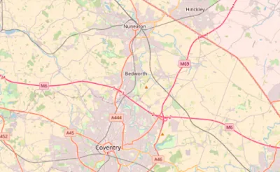 Map showing the location of Coventry & Nuneaton