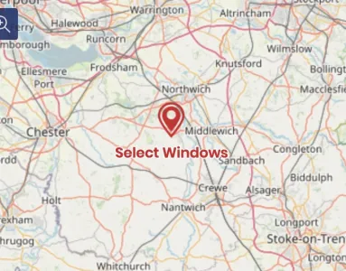 Map showing the location of Select Window Systems