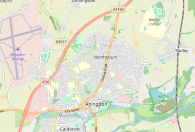Map showing the location of All Saints Abingdon