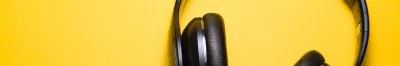 Headphones on a yellow background