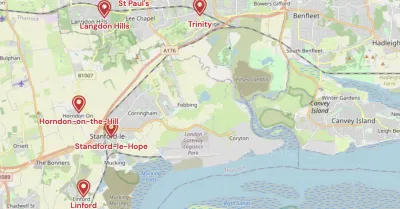 Map showing the location of South Essex Methodist Circuit