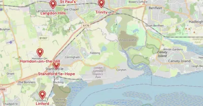 Map showing the location of South Essex Methodist Circuit