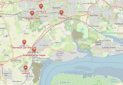 Map showing the location of South Essex Methodist Circuit